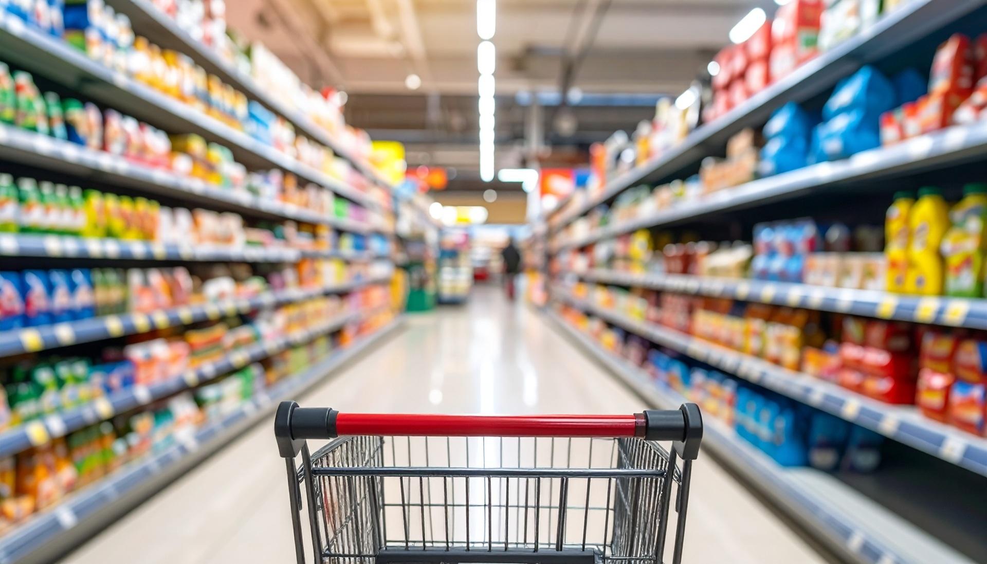 Einkaufswagen im Supermarktgang | Heizölpreise in München